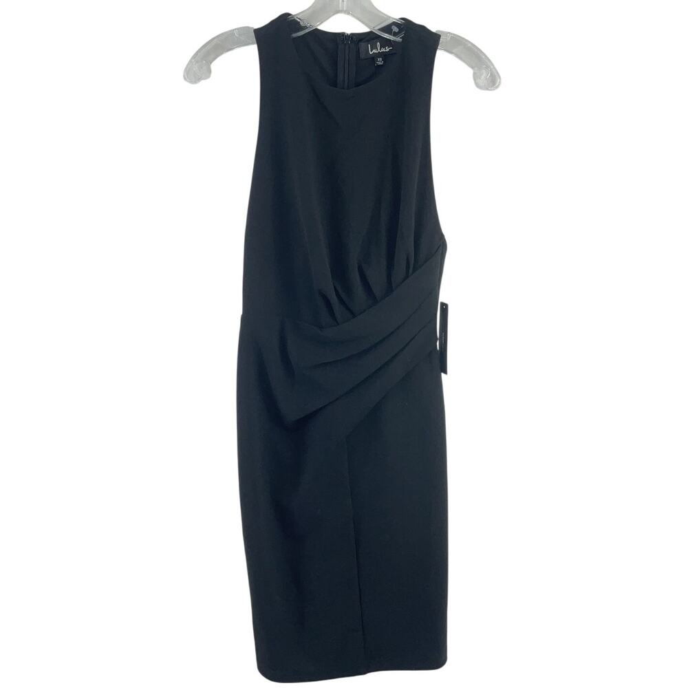 Lulus Black Polyester Pleat Ruched Sleeveless Sheath Dress Women’s Size XS NWT